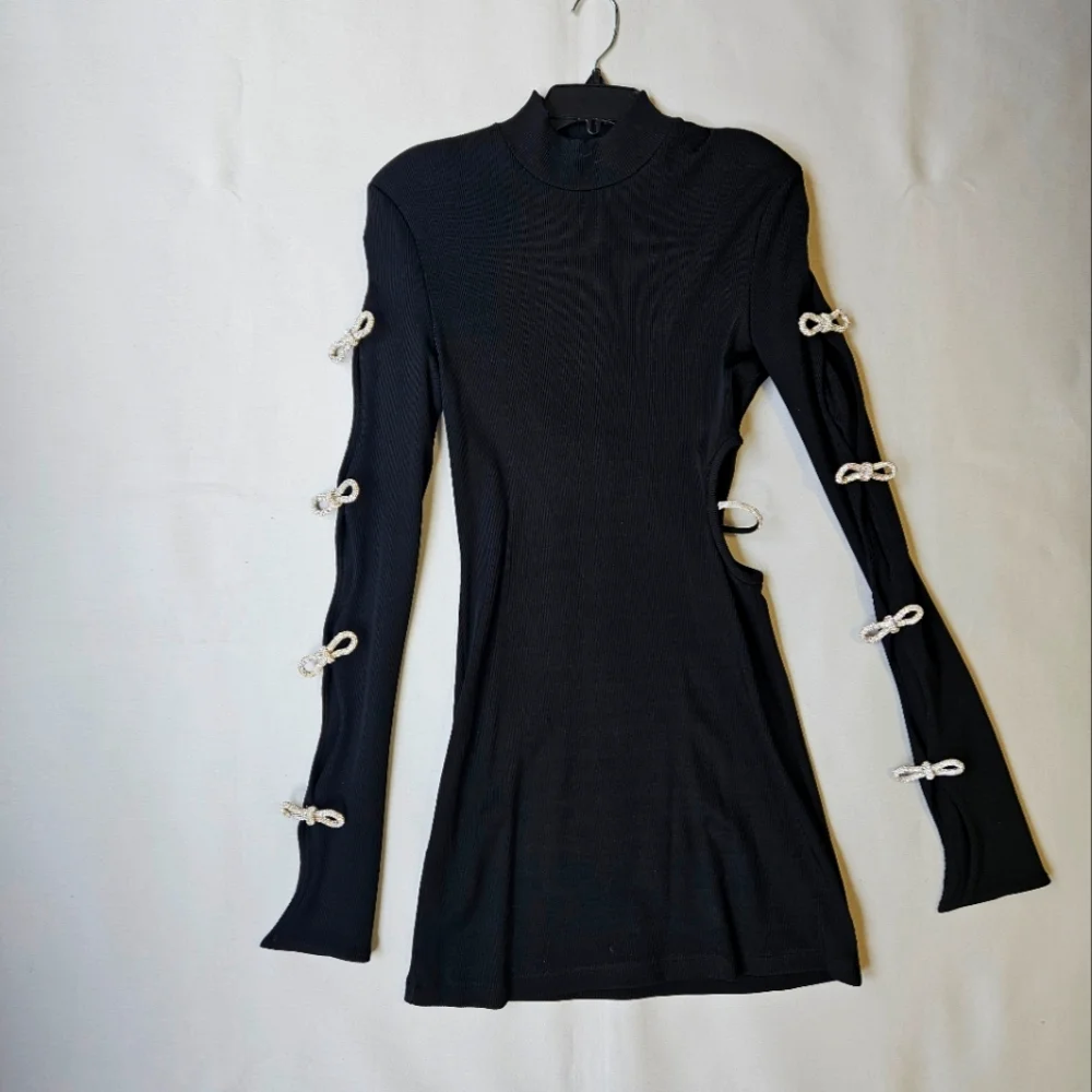 NEW $985 Mach & Mach Crystal-Embellished Cut-Out Minidress - Picture 5 of 16